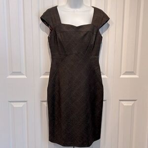 Ted Baker London Brown Wool Blend Cap Sleeve Shift Dress Size 3 (US 8)‎ NWT